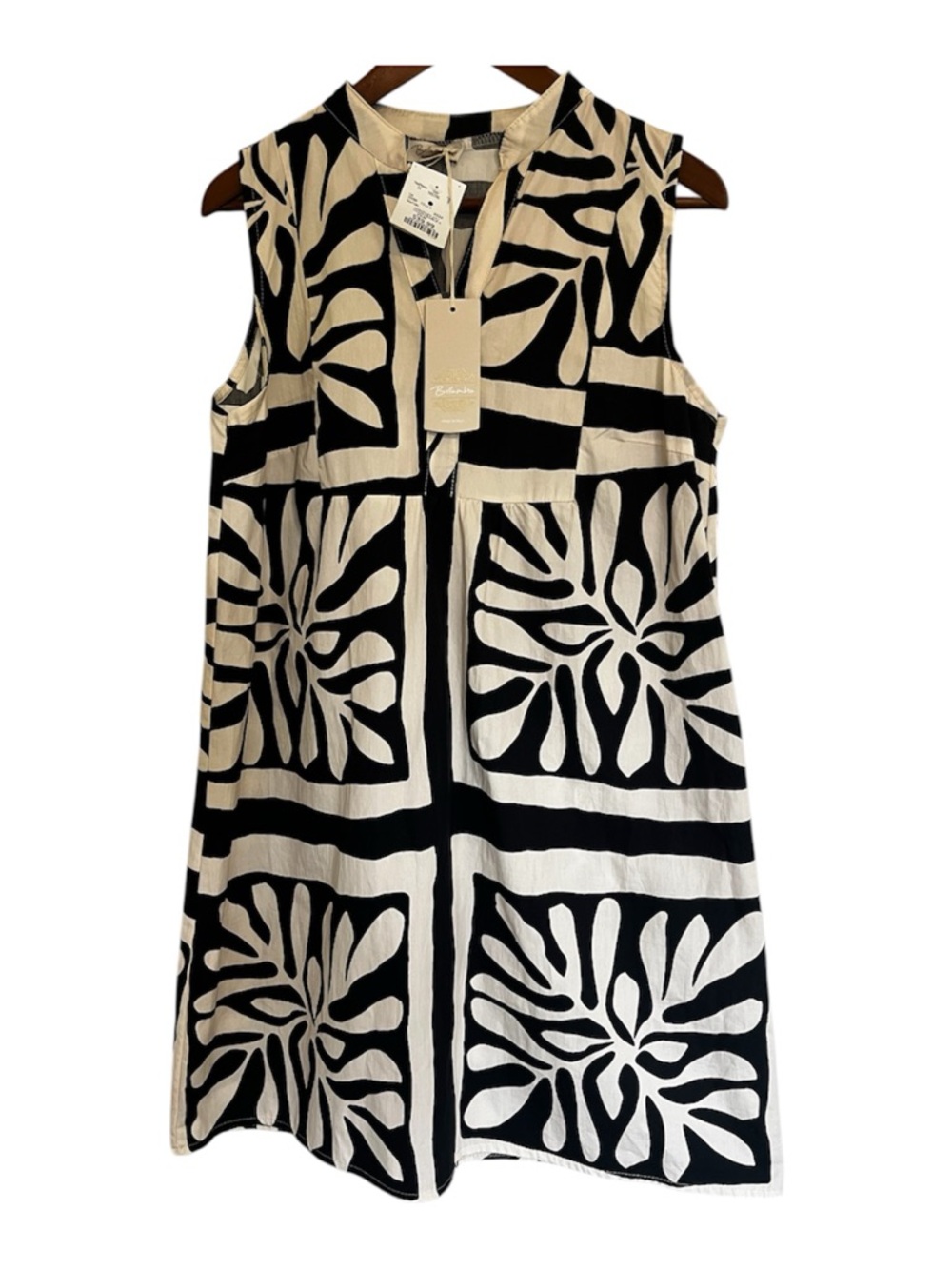 Sleeveless Black & Cream Tropical
Print Dress NEW